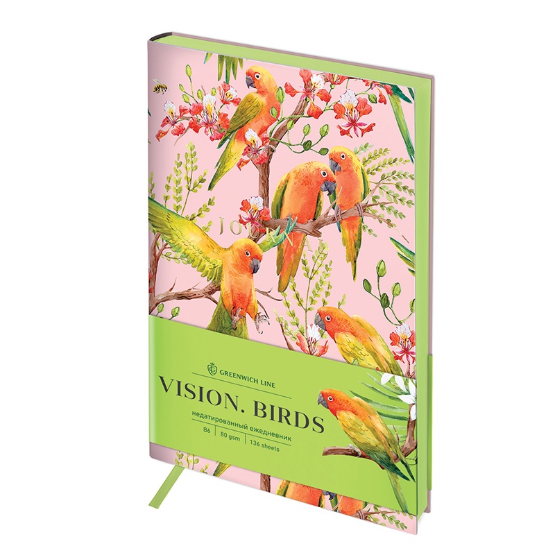 Ежедневник недатир. B6, 136л., кожзам, Greenwich Line Vision. Birds, тон.блок, цв.срез
Ежедневник недатир. B6, 136л., кожзам, Greenwich Line Vision. Birds, тон.блок, цв.срез