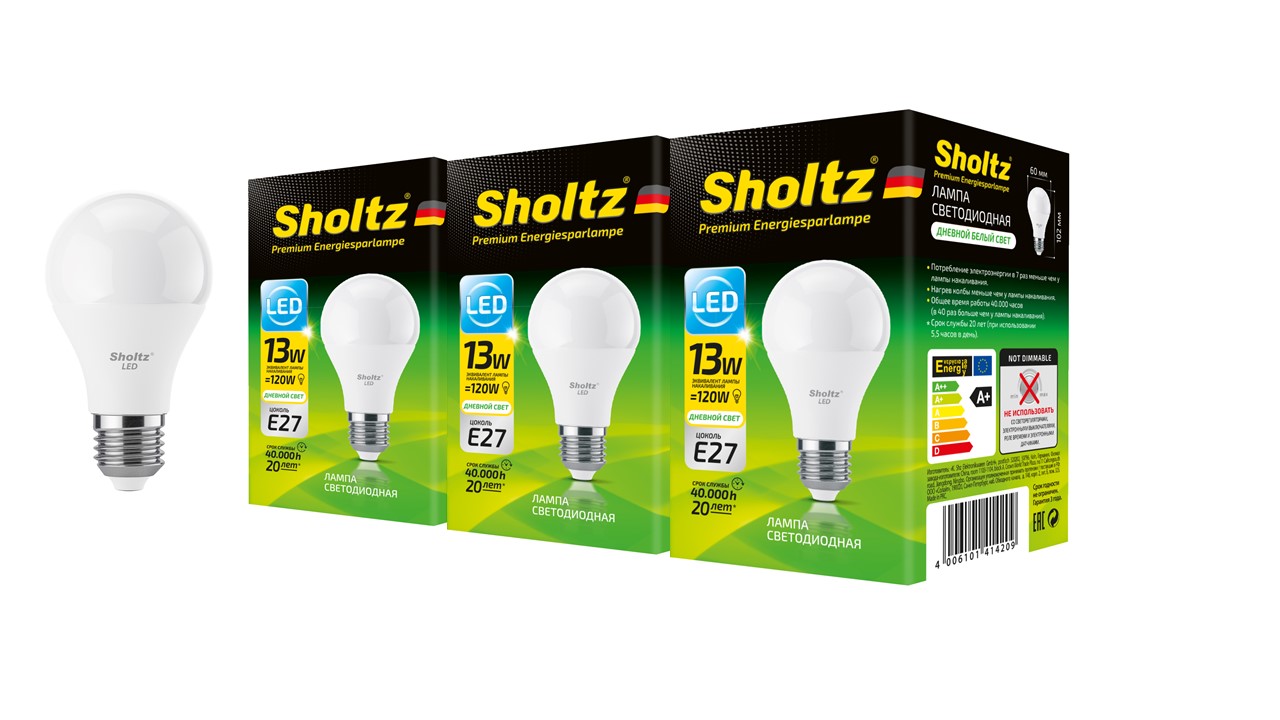 Комплект из 3 светодиодных лама Sholtz груша 13Вт E27 4200К А60 175-265В пластик, LOB4142
Комплект из 3 светодиодных лама Sholtz груша 13Вт E27 4200К А60 175-265В пластик, LOB4142