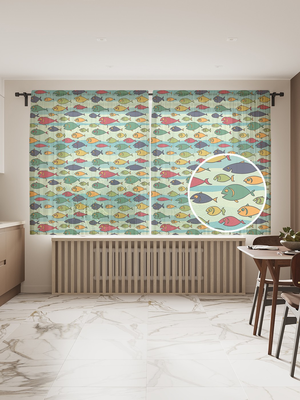 Фототюль JoyArty "Глазастые рыбы", 145x180 см (2 полотна со шторной лентой + 50 крючков), Глазастые рыбы
Фототюль JoyArty "Глазастые рыбы", 145x180 см (2 полотна со шторной лентой + 50 крючков), Глазастые рыбы