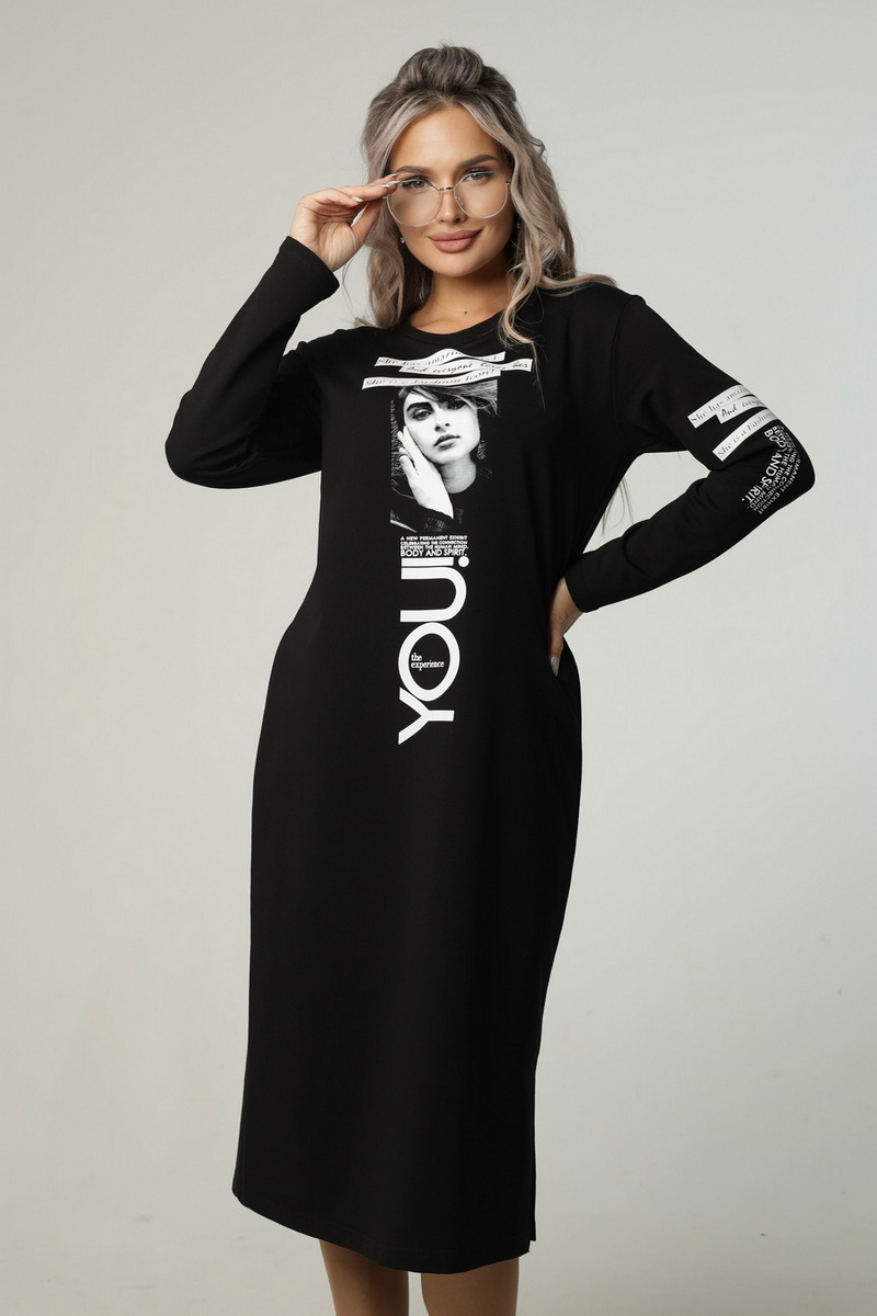 Платье женское Elenatex П-175 черное 60 RU, Черный, П-175 
Платье женское Elenatex П-175 черное 60 RU, Черный, П-175