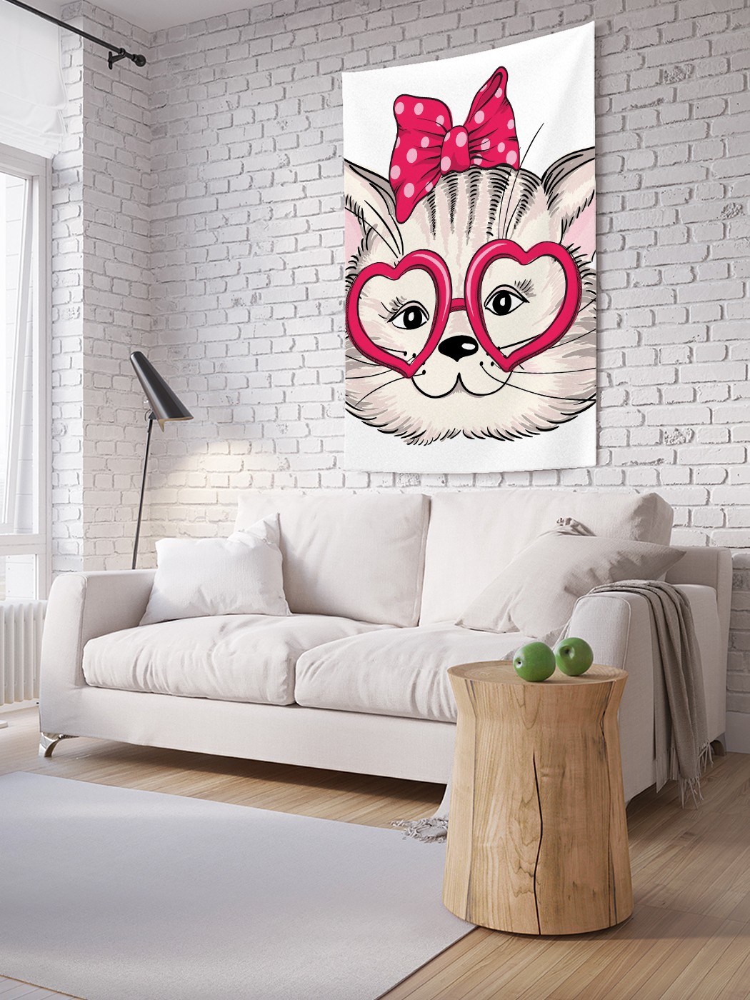 фото Вертикальное фотопанно на стену joyarty "очки кошачьей любви", 150x200 см