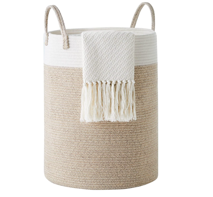 фото Корзина плетеная taliso для хранения игрушек белья в ванную 38х50 см цвет бежевый