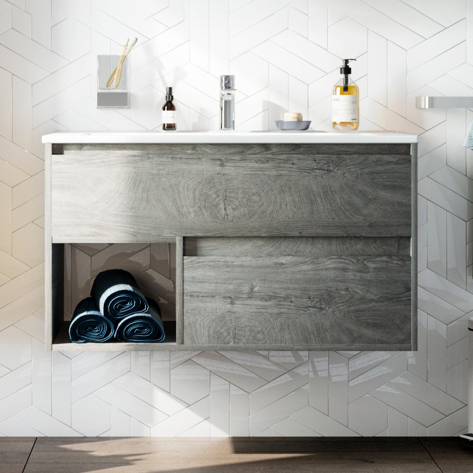 фото Тумба с раковиной stworki карлстад 90 дуб рошелье