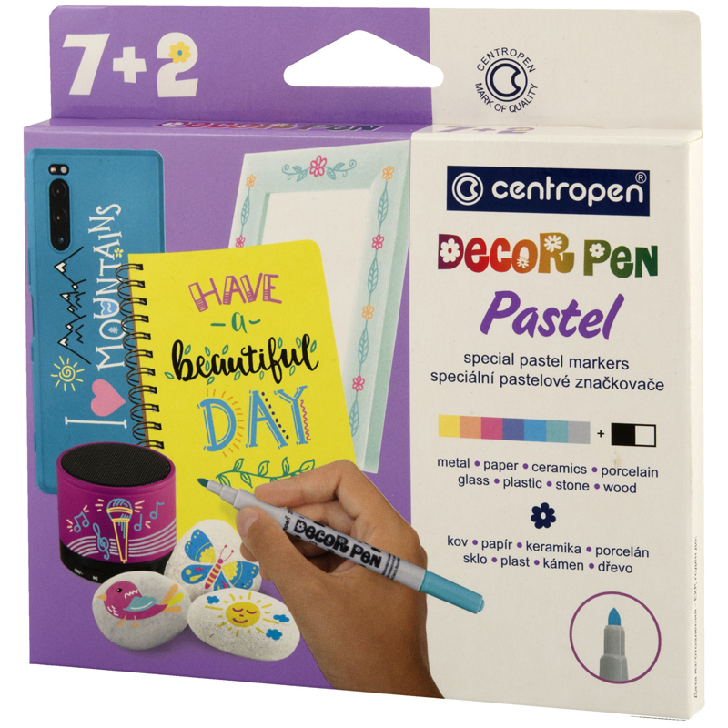 маркеров для декорирования CENTROPEN 527380903 Decor Pen Pastel 7цв.+2, пулевид, 1,5мм
маркеров для декорирования CENTROPEN 527380903 Decor Pen Pastel 7цв.+2, пулевид, 1,5мм