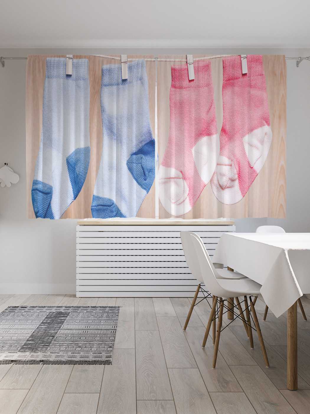 фото Классические шторы joyarty "носочки для новорожденных", oxford delux, 2 полотна 145x180 см