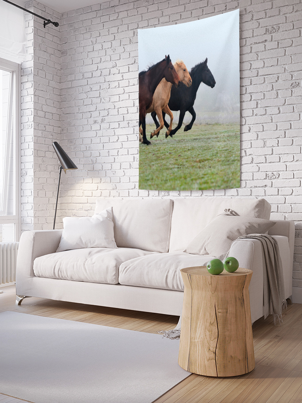 фото Вертикальное фотопанно на стену joyarty "лошади стремятся к цели", 150x200 см