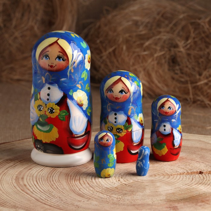Матрешка "Девочка с подсолнухом", малая, авторская, 5 кукольная, микс, Художественная матрёшка
Матрешка "Девочка с подсолнухом", малая, авторская, 5 кукольная, микс, Художественная матрёшка