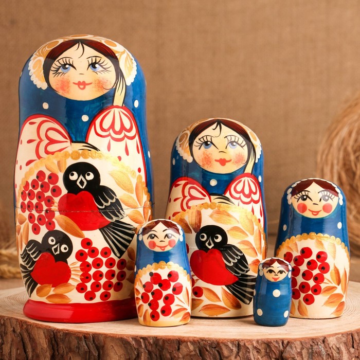 Матрёшка "Снегири", 5-ти кукольная, 17 см, ручная работа, микс, Художественная матрёшка
Матрёшка "Снегири", 5-ти кукольная, 17 см, ручная работа, микс, Художественная матрёшка