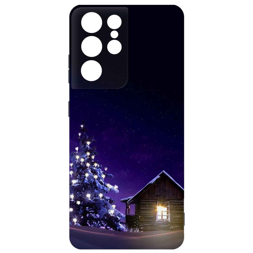 фото Чехол-накладка krutoff софт кейс зимний домик для samsung galaxy s21 ultra (g998) черный