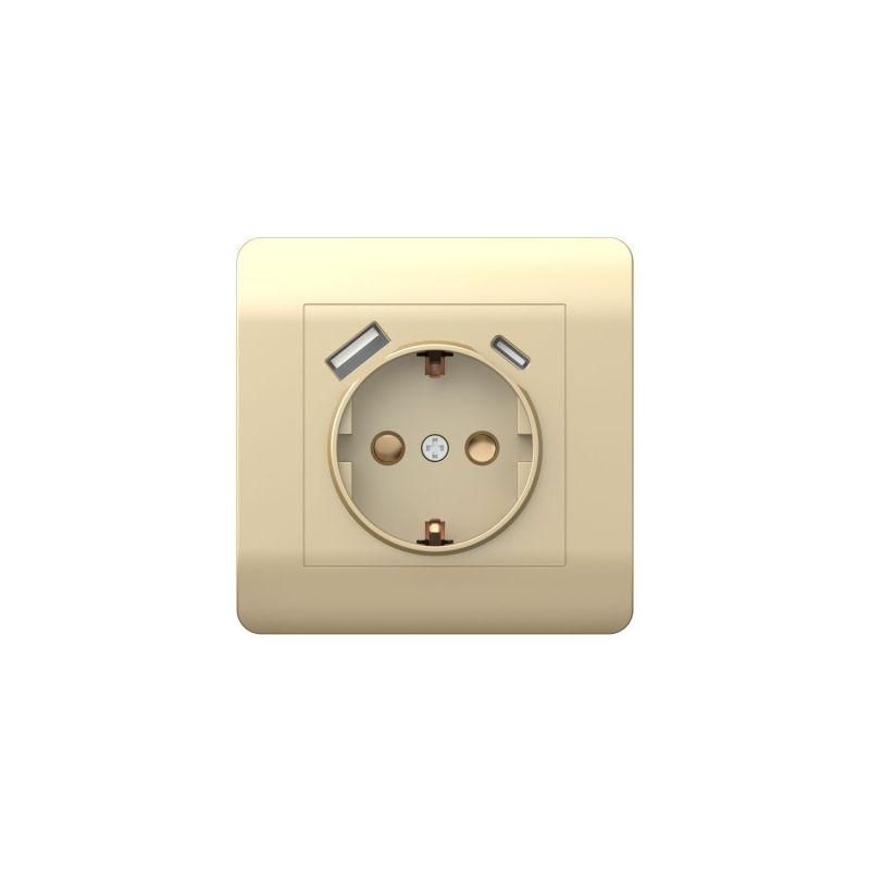 Розетка NEW3-E 16А с заземл. защ. шторки с 2-мя заряд. устройствами USB A+C 5В/2.1А шампан, Бежевый
Розетка NEW3-E 16А с заземл. защ. шторки с 2-мя заряд. устройствами USB A+C 5В/2.1А шампан, Бежевый