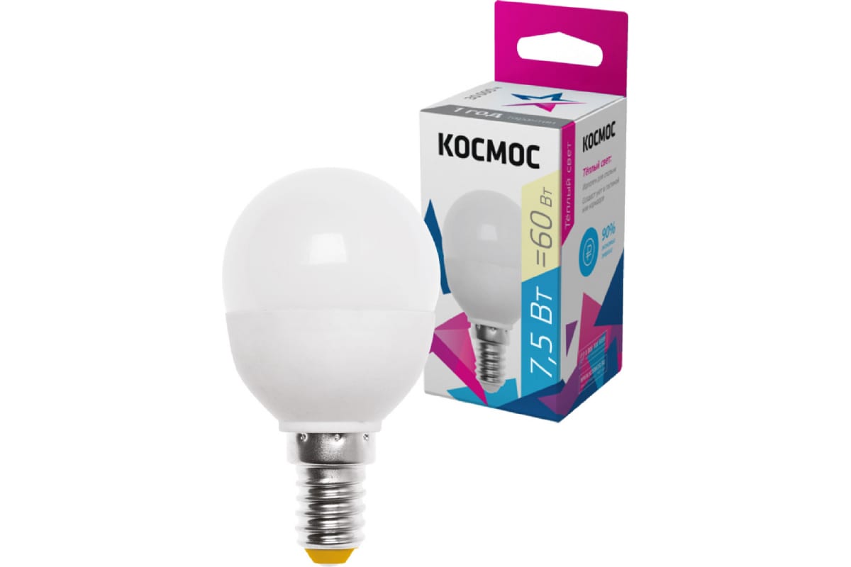 Лампа светодиодная Led BASIC GL45 7.5Вт 220В E14 3000К Космос LkecLED7.5wGL45E1430
Лампа светодиодная Led BASIC GL45 7.5Вт 220В E14 3000К Космос LkecLED7.5wGL45E1430