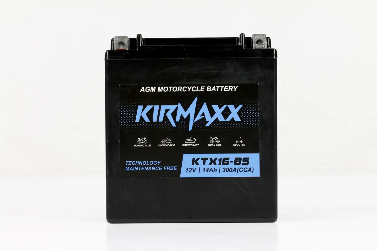 Мото аккумулятор KirMaxx KTX16-BS (YTX16-BS) стартерный для мотоцикла AGM 12V 16 а/ч, KirMaxx KTX16-BS
Мото аккумулятор KirMaxx KTX16-BS (YTX16-BS) стартерный для мотоцикла AGM 12V 16 а/ч, KirMaxx KTX16-BS