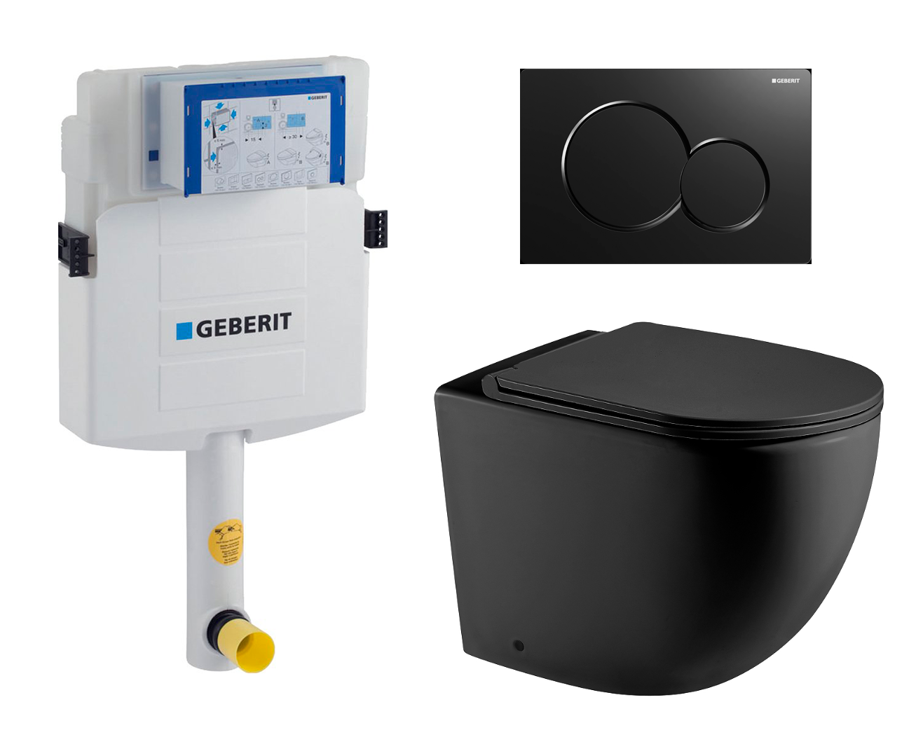Комплект: смывной бачок Geberit Duofix + унитаз Merzbach MT-BL + кнопка черная, 535688
Комплект: смывной бачок Geberit Duofix + унитаз Merzbach MT-BL + кнопка черная, 535688