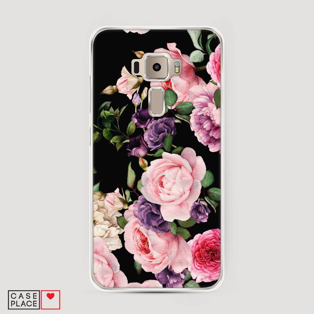 фото Чехол awog "пионы для черном" для asus zenfone 3 ze520kl