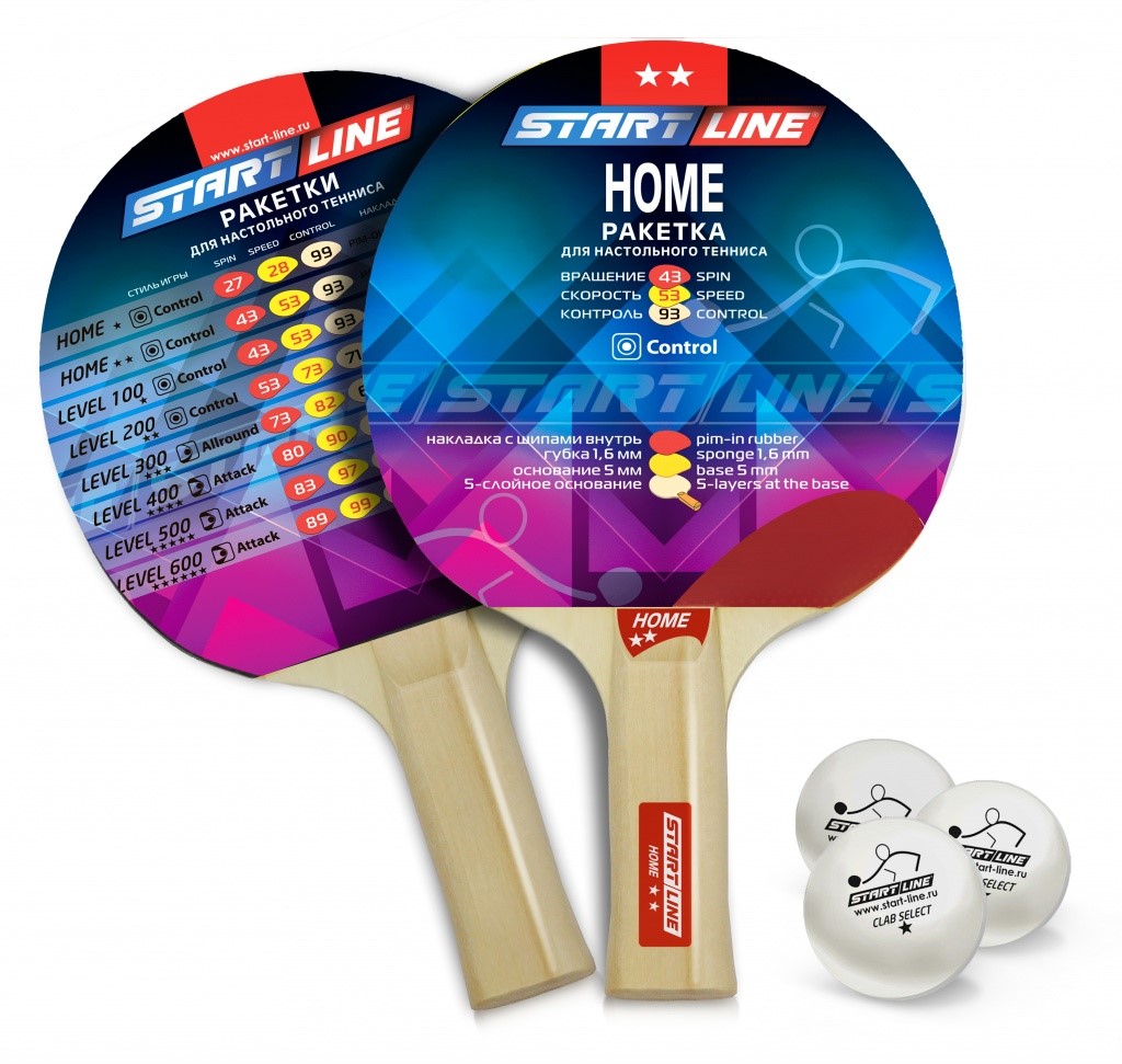 Start Line Home 2, 2 ракетки, 3 мяча, сетка, крепеж
Start Line Home 2, 2 ракетки, 3 мяча, сетка, крепеж