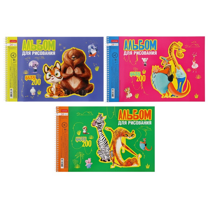 Hatber Альбом для рисования А4, 24 листа на гребне, Happy ZOO, обложка мелованный картон,
Hatber Альбом для рисования А4, 24 листа на гребне, Happy ZOO, обложка мелованный картон,