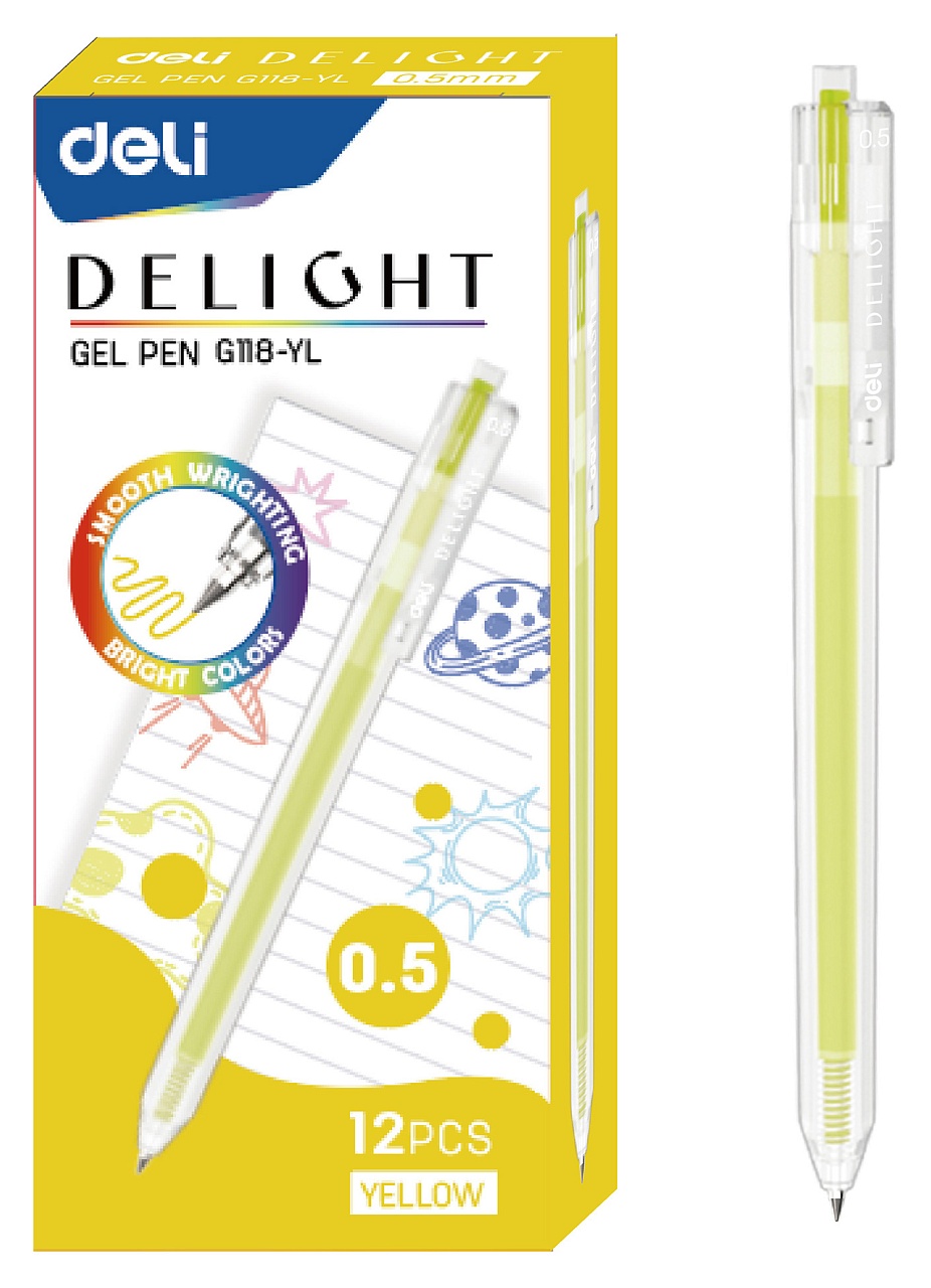Ручка гелев. Deli Delight EG118-YL прозрачный жел. черн. линия 0.5мм (12 шт в упаковке)
Ручка гелев. Deli Delight EG118-YL прозрачный жел. черн. линия 0.5мм (12 шт в упаковке)