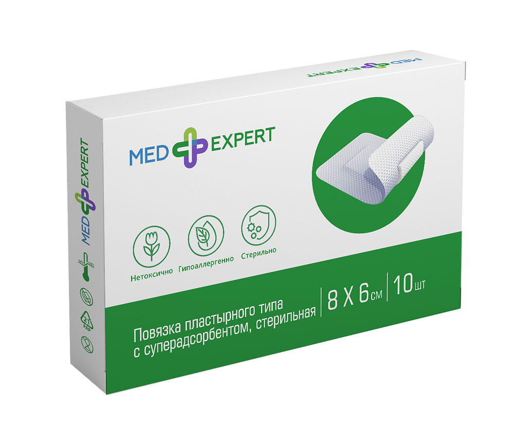 Повязка Med Expert пластырного типа с суперадсорбентом стерильная 8 х 6 см 10 шт., Белый
Повязка Med Expert пластырного типа с суперадсорбентом стерильная 8 х 6 см 10 шт., Белый
