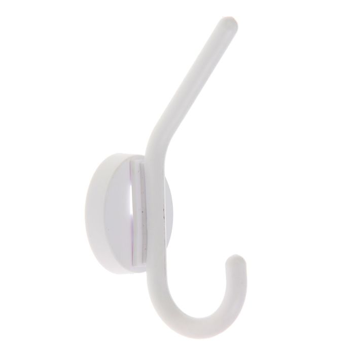фото Крючок-вешалка, однорожковый, белый металлист