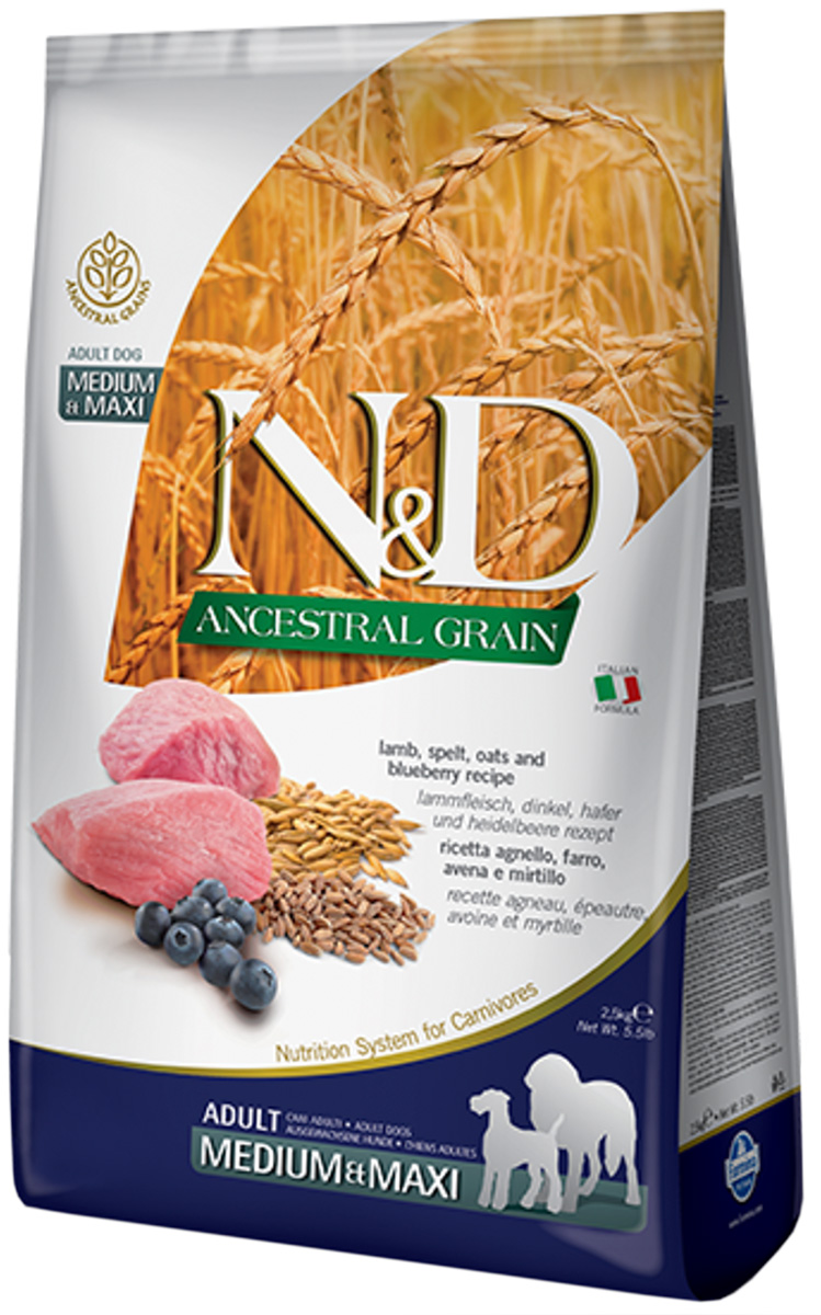 FARMINA FARMINA DOG N&D ANCESTRAL GRAIN ADULT MEDIUM & MAXI LAMB & BLUEBERRY низкозерновой
FARMINA FARMINA DOG N&D ANCESTRAL GRAIN ADULT MEDIUM & MAXI LAMB & BLUEBERRY низкозерновой