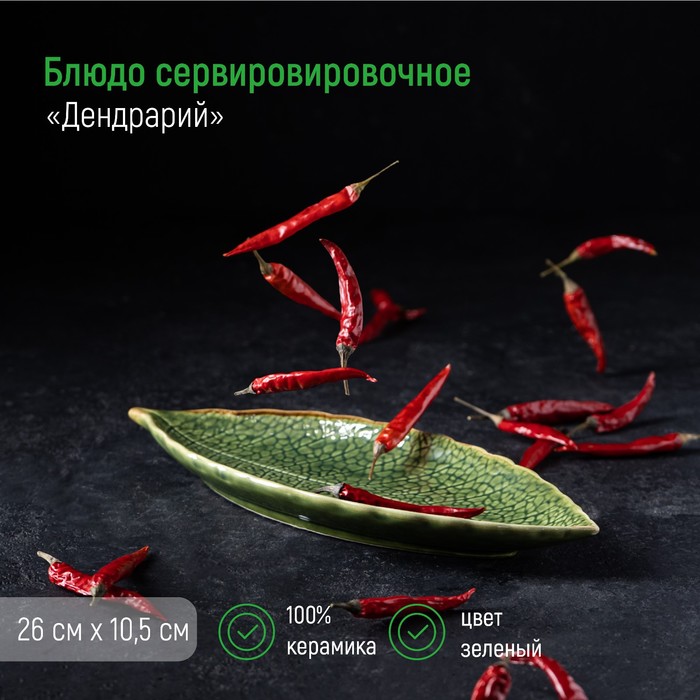 Блюдо сервировочное «Дендрарий», 26x10,5x1,5 см, В ассортименте, Посуда из керамики «Дендрарий»
Блюдо сервировочное «Дендрарий», 26x10,5x1,5 см, В ассортименте, Посуда из керамики «Дендрарий»
