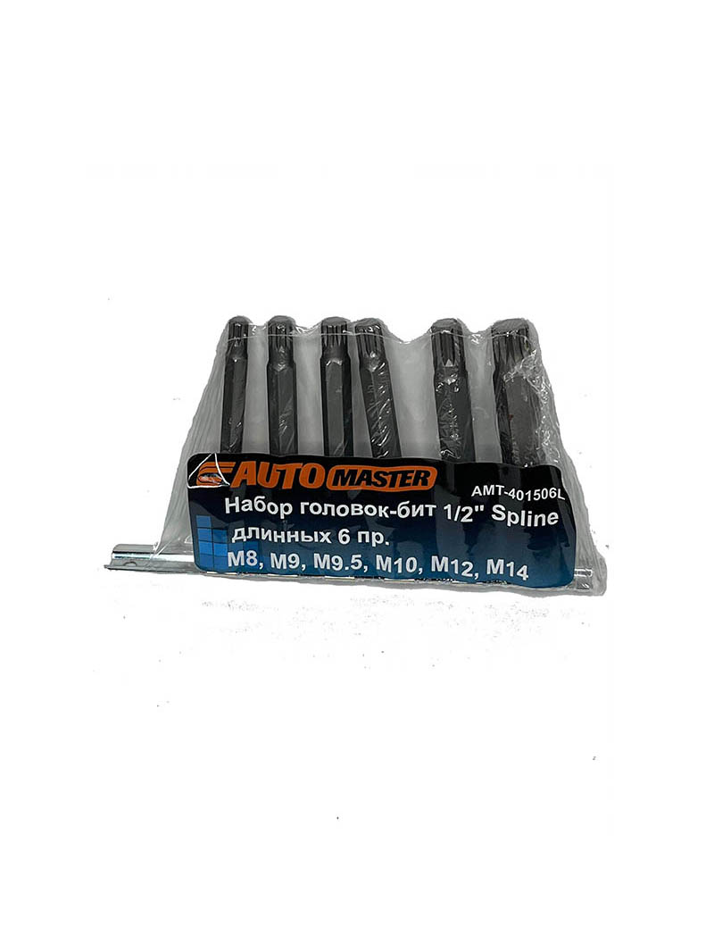 Набор головок-бит 1/2" Spline длинных 6 предметов M6,M9,M9.5,M10,M12,M14 на планке, AMT-401506L
Набор головок-бит 1/2" Spline длинных 6 предметов M6,M9,M9.5,M10,M12,M14 на планке, AMT-401506L