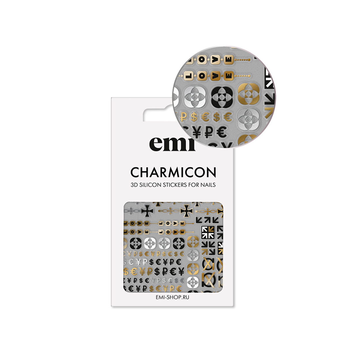 E.Mi, 3D-стикеры №174 Значки и символы Charmicon 3D Silicone Stickers, Черный;золотистый;белый
E.Mi, 3D-стикеры №174 Значки и символы Charmicon 3D Silicone Stickers, Черный;золотистый;белый