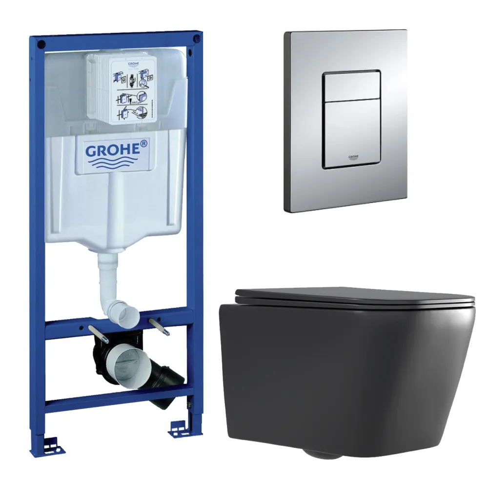 Комп. 3 в 1 инсталляция Grohe Rapid SL + Унитаз подвесной CULTO JET-N Black+ кнопка GROHE, GROHE_SL_BLACK
Комп. 3 в 1 инсталляция Grohe Rapid SL + Унитаз подвесной CULTO JET-N Black+ кнопка GROHE, GROHE_SL_BLACK