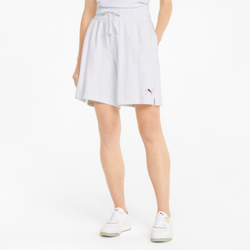 фото Шорты женские puma re:collection high waist longline shorts 8"" tr белые xs