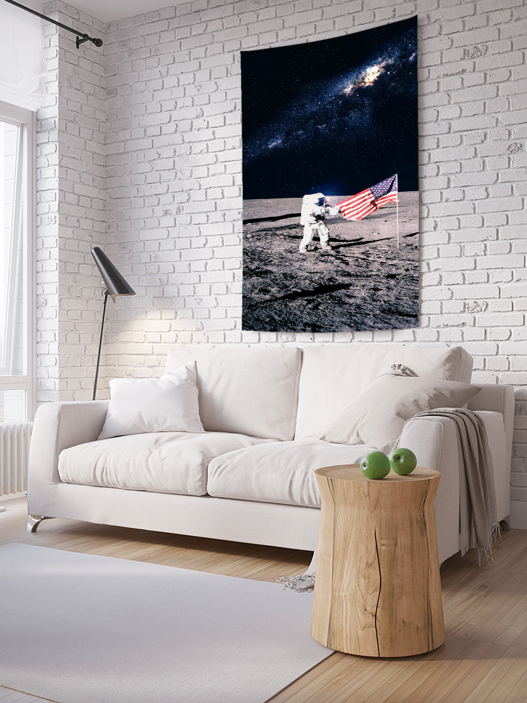 фото Вертикальное фотопанно на стену joyarty "флаг америки на луне", 100x150 см