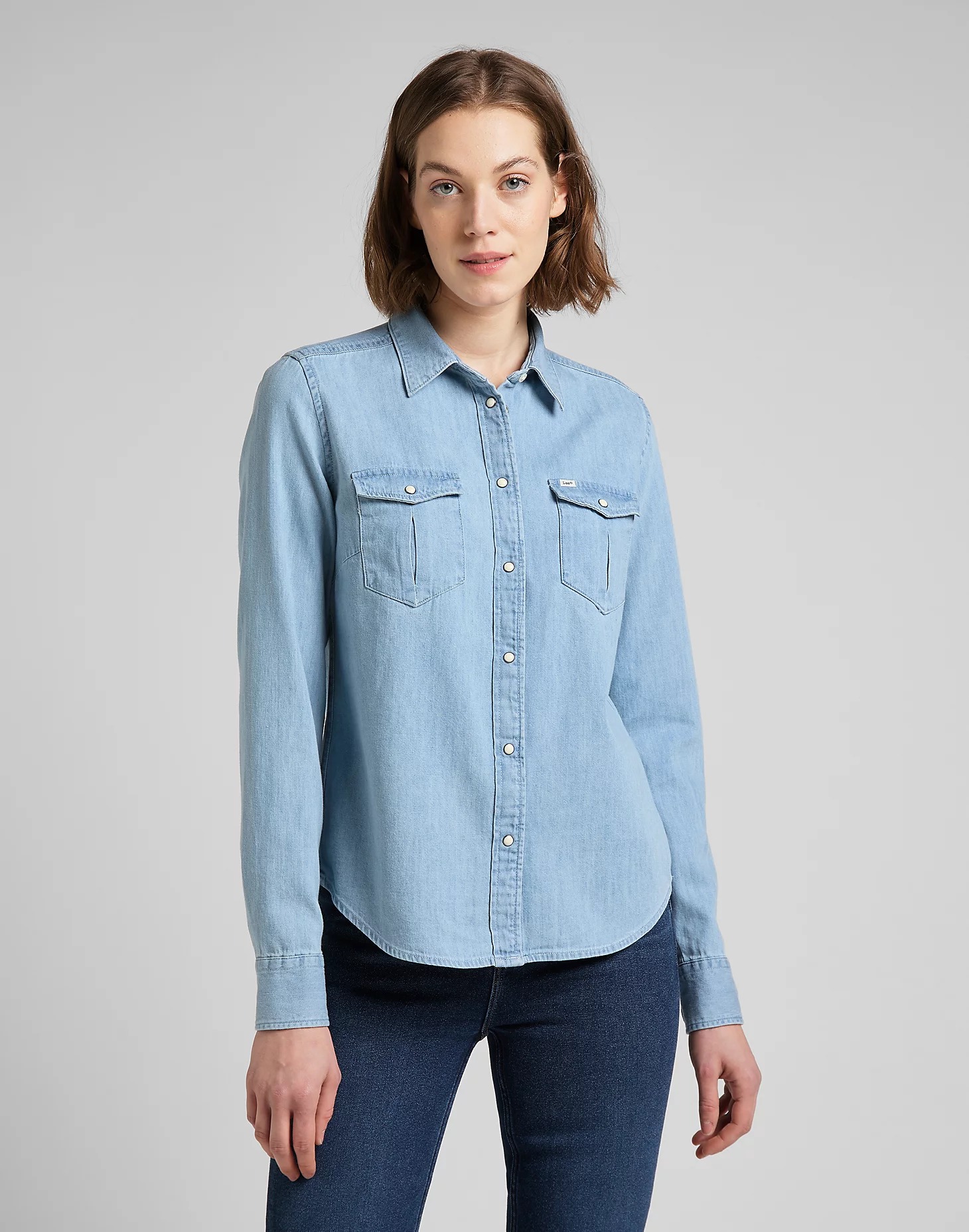 фото Рубашка женская lee regular western shirt summer blue голубая s