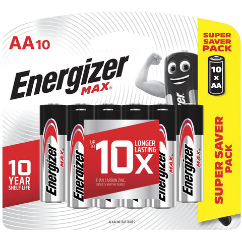 Батарейки КОМПЛЕКТ 10 шт., комплект 3 шт., ENERGIZER Max, AA (LR06, 15А), алкалиновые, пал
Батарейки КОМПЛЕКТ 10 шт., комплект 3 шт., ENERGIZER Max, AA (LR06, 15А), алкалиновые, пал