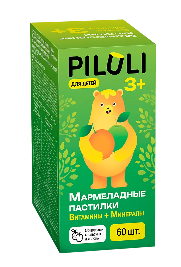 Мармеладные жевательные пастилки Витамины и Минералы для детей PILULI массой 2,5 г 60 шт.
Мармеладные жевательные пастилки Витамины и Минералы для детей PILULI массой 2,5 г 60 шт.