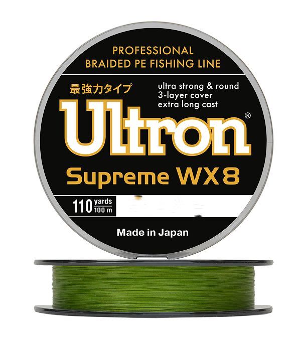 Плетеный шнур для рыбалки ULTRON WX 8 Supreme (ULTRON / 0.14 / 11 / 100 / 0.7), Зеленый, WX 8 Supreme
Плетеный шнур для рыбалки ULTRON WX 8 Supreme (ULTRON / 0.14 / 11 / 100 / 0.7), Зеленый, WX 8 Supreme