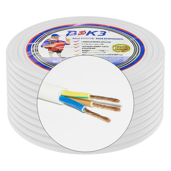 ВЭКЗ Провод ПВС 3x1,5 50м ГОСТ 16320 
ВЭКЗ Провод ПВС 3x1,5 50м ГОСТ 16320