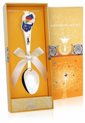 фото Ложка детская "авиатор" из серебра с эмалью аргента