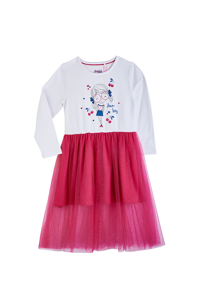 фото Платье детское max&jessi ss21c18700815 белый/малиновый р.104