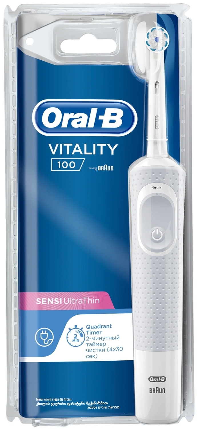 Электрическая зубная щетка Oral-B Vitality 100 Sensi Ultra Thin белая, Vitality 100 Sensi Ultra Thin
Электрическая зубная щетка Oral-B Vitality 100 Sensi Ultra Thin белая, Vitality 100 Sensi Ultra Thin