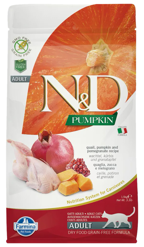 FARMINA FARMINA CAT N&D GRAIN FREE PUMPKIN QUAIL беззерновой для взрослых кошек с перепело
FARMINA FARMINA CAT N&D GRAIN FREE PUMPKIN QUAIL беззерновой для взрослых кошек с перепело