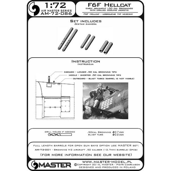 AM-72-086 Дополнение для моделей F6F Hellcat - early armament .50 cal Browning barrels wit, Однотонный
AM-72-086 Дополнение для моделей F6F Hellcat - early armament .50 cal Browning barrels wit, Однотонный