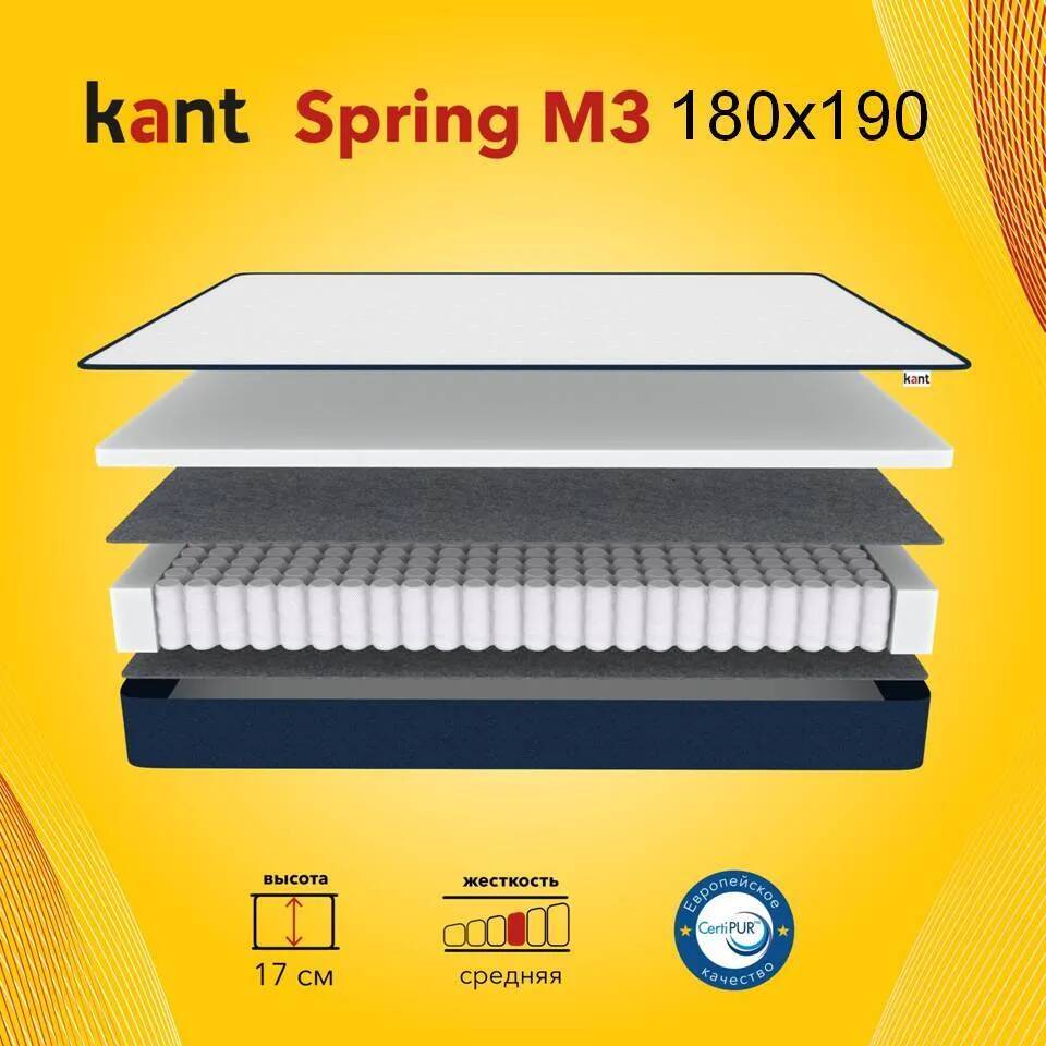 Матрас анатомический на кровать Kant Spring M3 180х190х17 Кант, Белый, Kant Spring M3
Матрас анатомический на кровать Kant Spring M3 180х190х17 Кант, Белый, Kant Spring M3