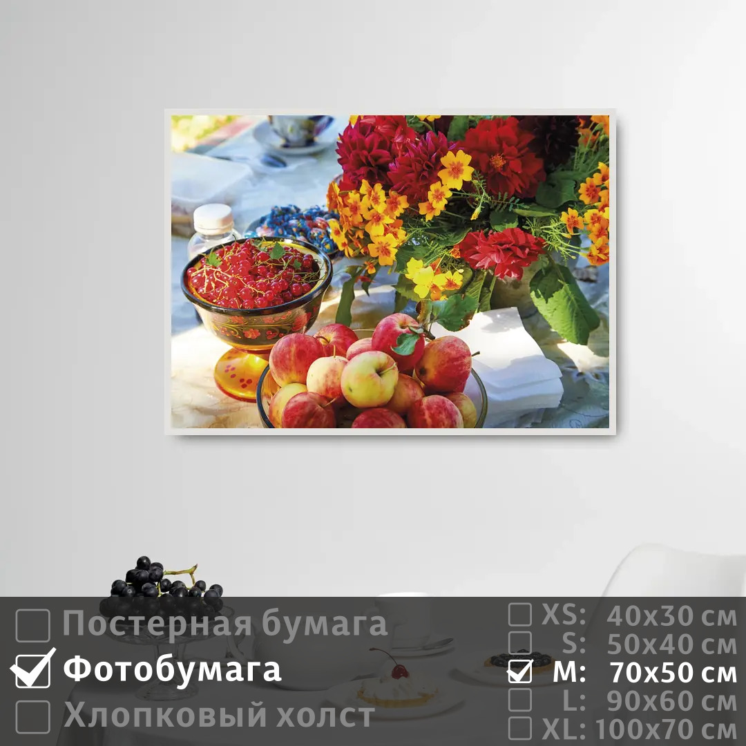 Постер на фотобумаге ПолиЦентр Яблоки и красная смородина на столе 70х50 см, ЯблокиИКраснаяСмородинаНаСтоле 
Постер на фотобумаге ПолиЦентр Яблоки и красная смородина на столе 70х50 см, ЯблокиИКраснаяСмородинаНаСтоле