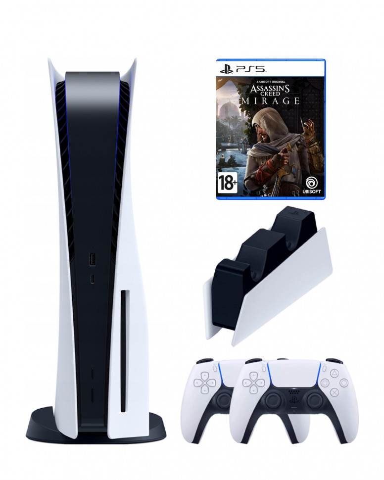 Приставка Sony PlayStation 5+2-ой геймпад+зарядное+ Assassin's creed mirage (диск), Белый;черный
Приставка Sony PlayStation 5+2-ой геймпад+зарядное+ Assassin's creed mirage (диск), Белый;черный
