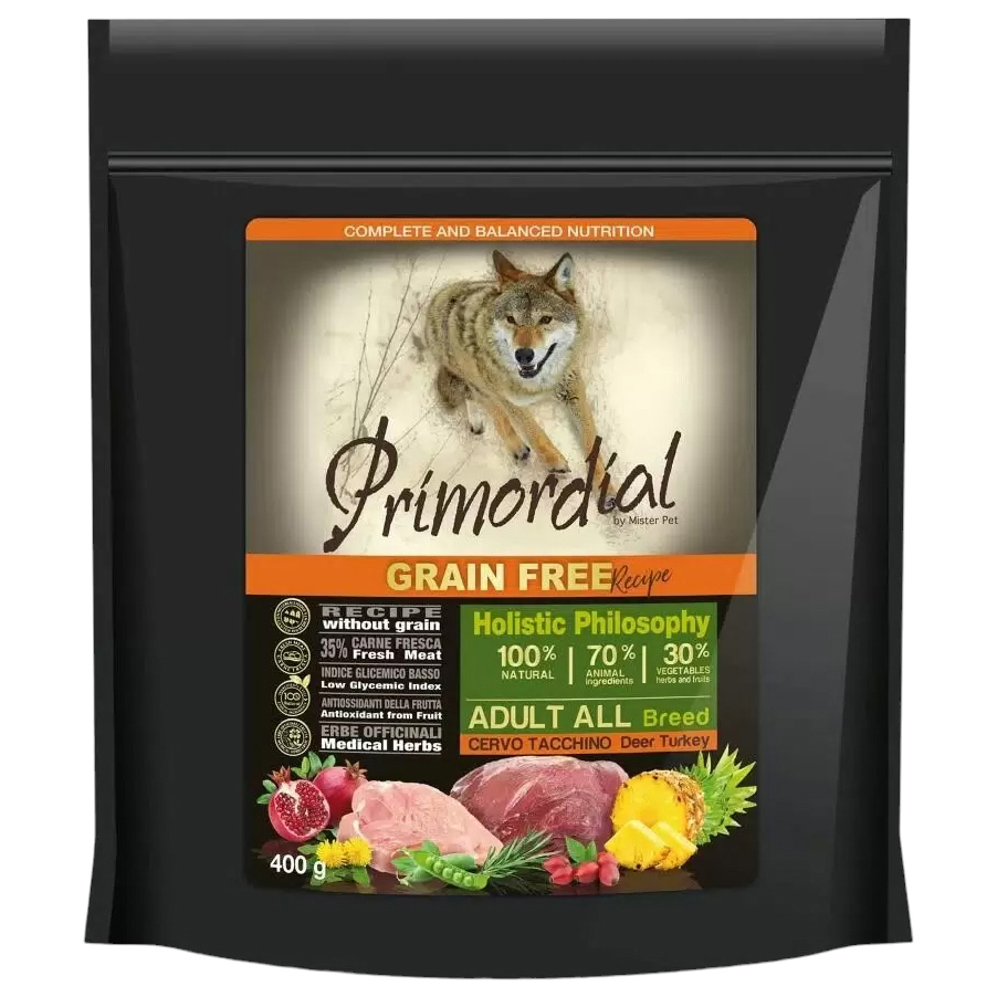 Сухой корм для собак Primordial Grain Free Adult All, индейка, оленина, 0,4кг, Adult All Breed
Сухой корм для собак Primordial Grain Free Adult All, индейка, оленина, 0,4кг, Adult All Breed