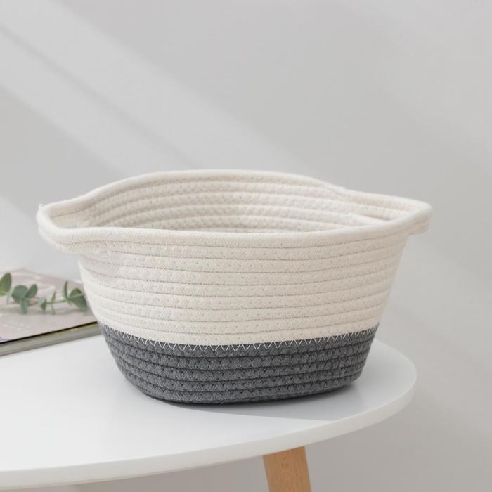 фото Корзина для хранения плетёная «рита», 30×20×13,5 см, цвет серый доляна