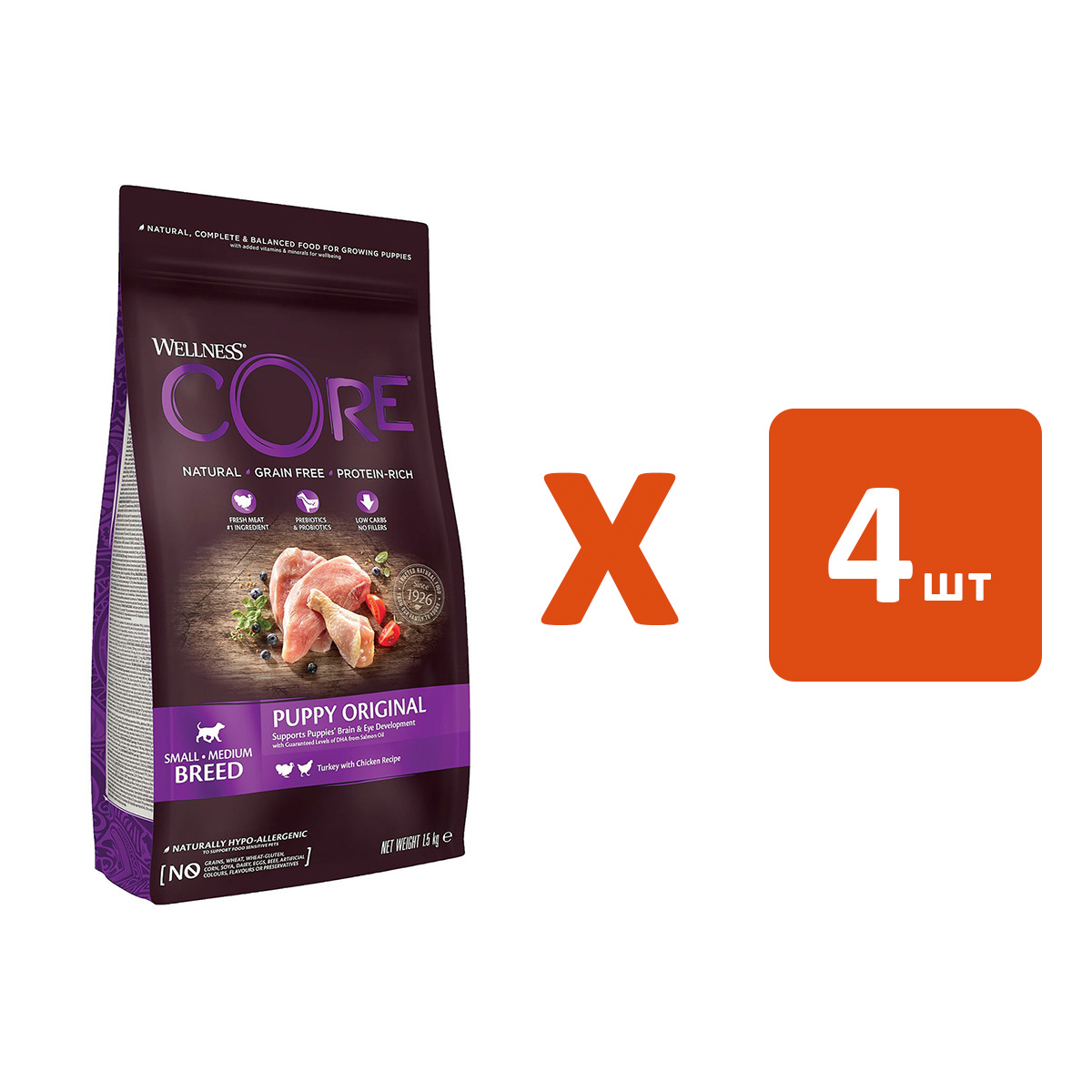CORE CORE ORIGINAL PUPPY беззерновой для щенков маленьких и средних пород с индейкой и кур
CORE CORE ORIGINAL PUPPY беззерновой для щенков маленьких и средних пород с индейкой и кур