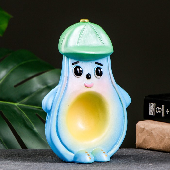 фото Копилка "авокадо в кепке" голубой/зеленый, 20 см хорошие сувениры