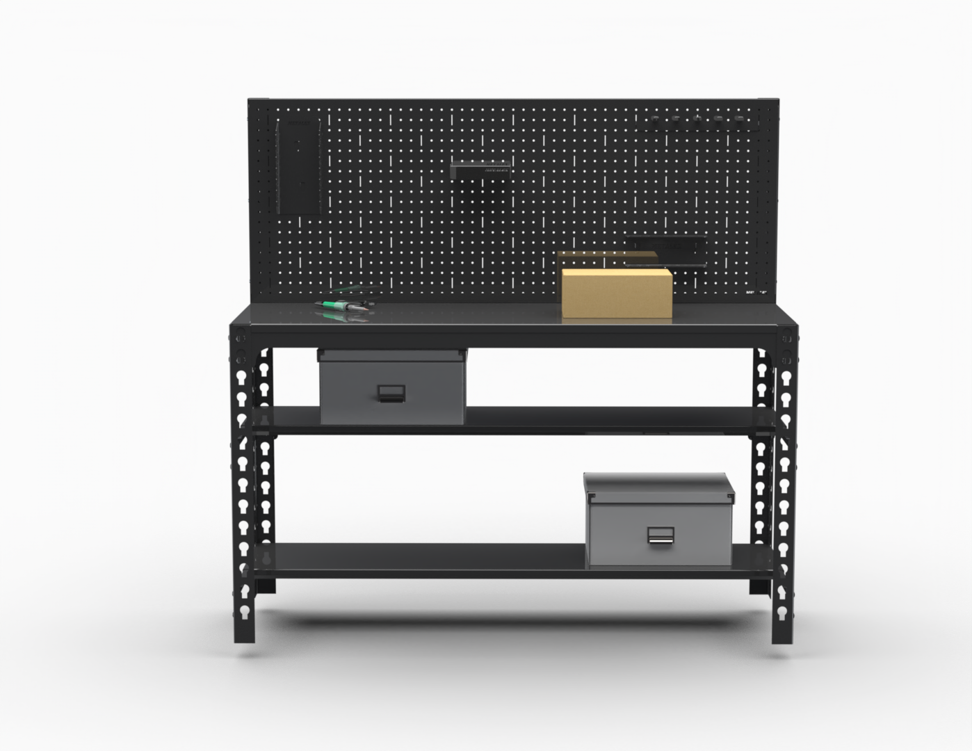 Стол металлический Metalex 750х1100х500 + две полки + перфопанель с комплектом аксессуаров
Стол металлический Metalex 750х1100х500 + две полки + перфопанель с комплектом аксессуаров