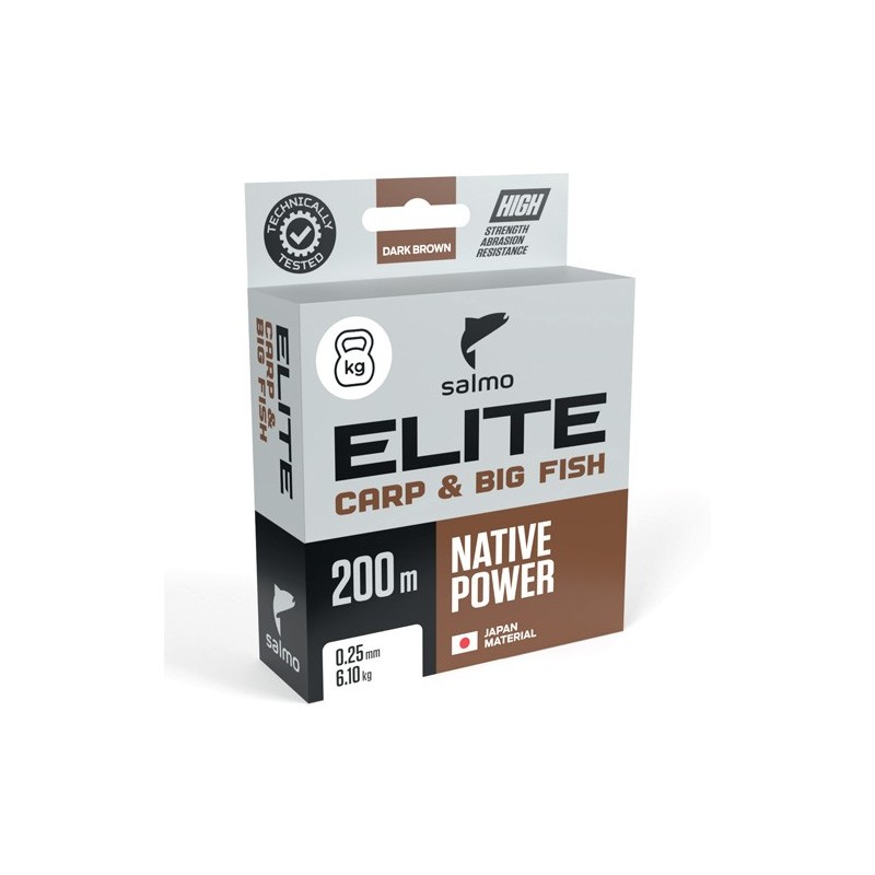 фото Леска монофильная elite carp & big fish, 0,3 мм, 200 м, 8,65 кг salmo