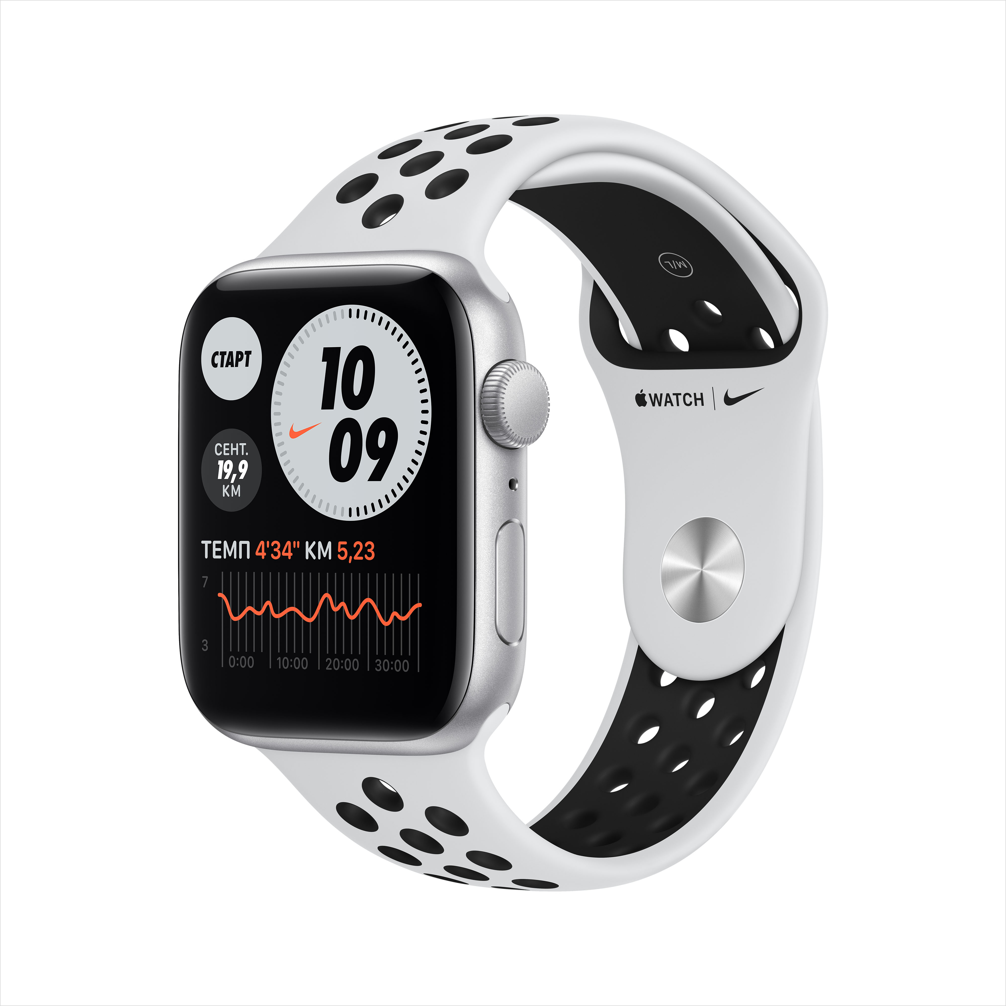 фото Смарт-часы apple watch nike se 44mm silver, pure platin/black nike sport band (myyh2ru/a)